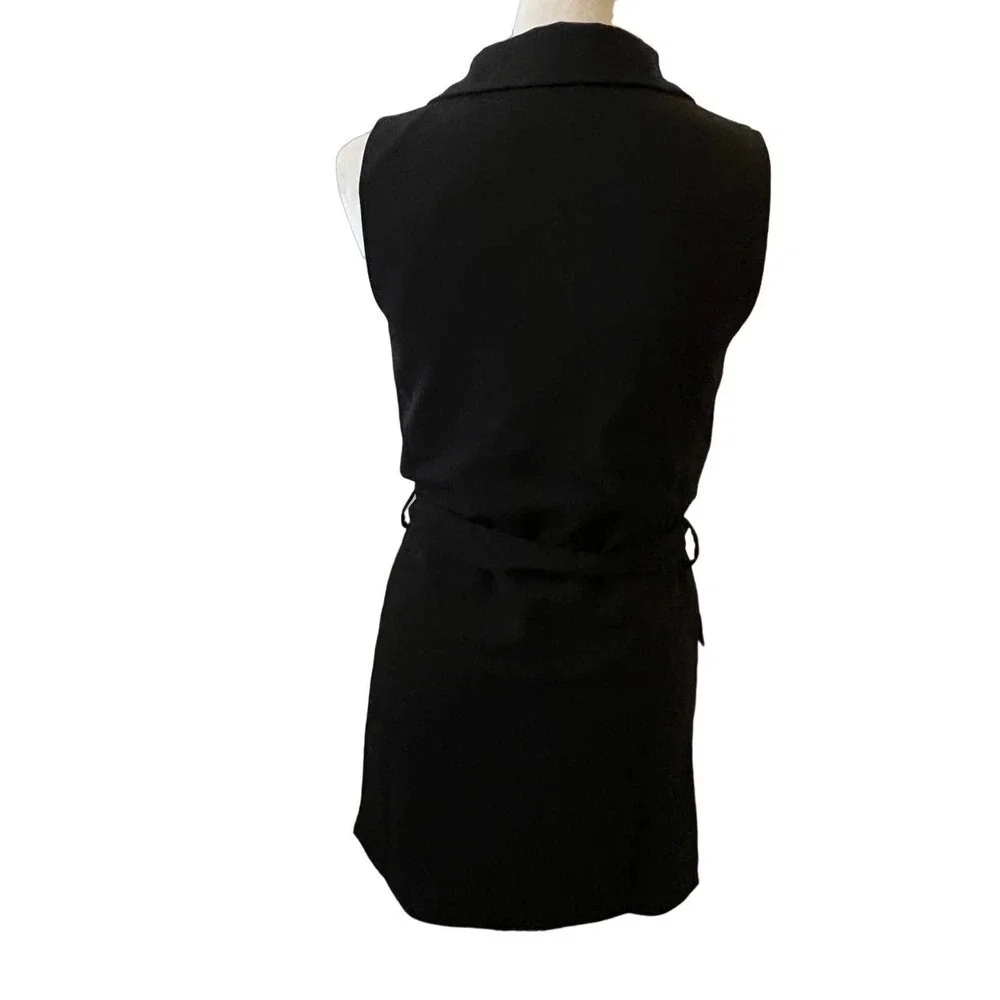 Anthropologie Black NWT Wrap Dress with Sash and Sleeveless Turkey Polyester XXS - Picture 2 of 8